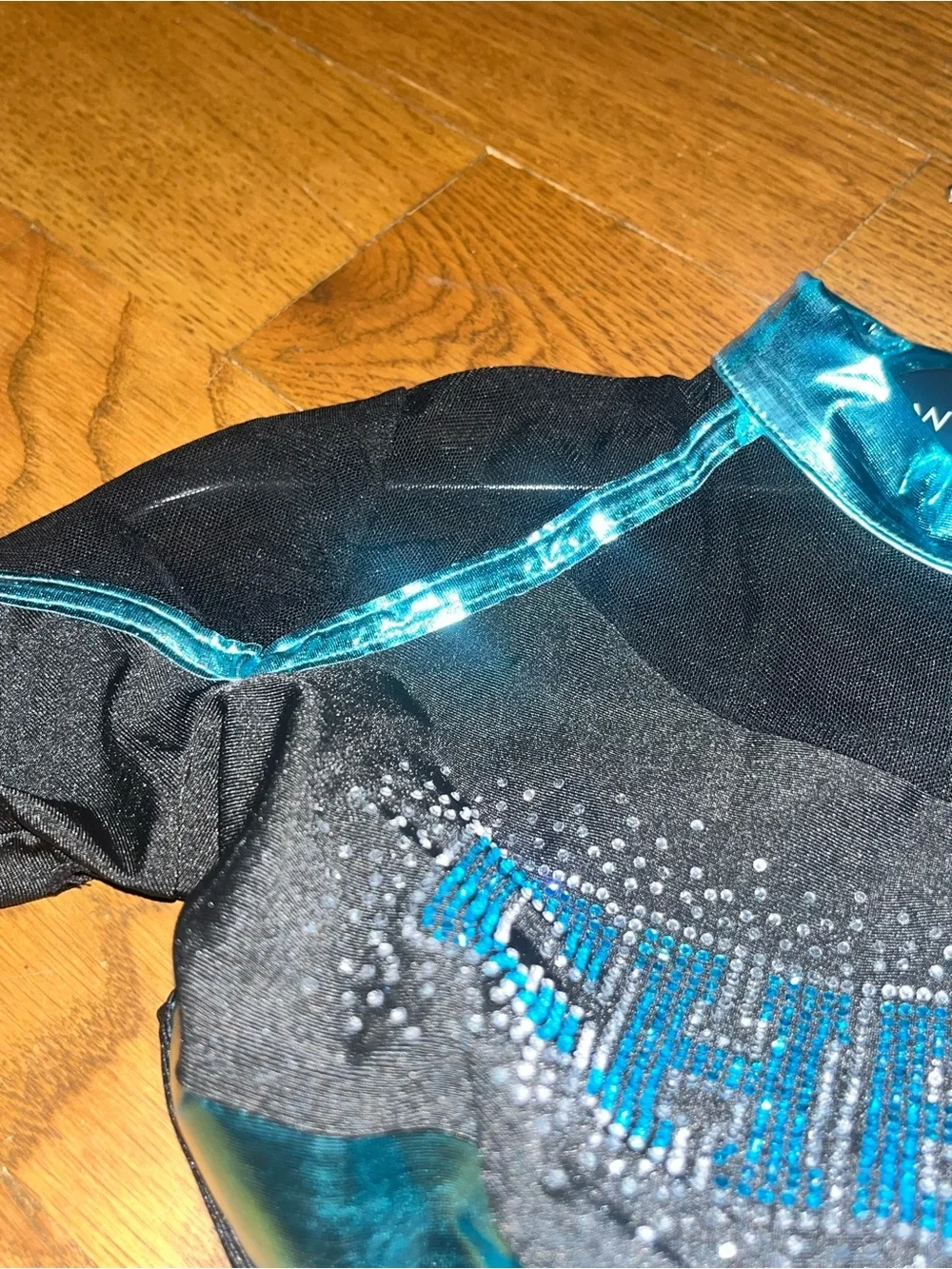 New teal and black  Long Sleeve Cheerleading Dance Halloween uniform girls sz 14